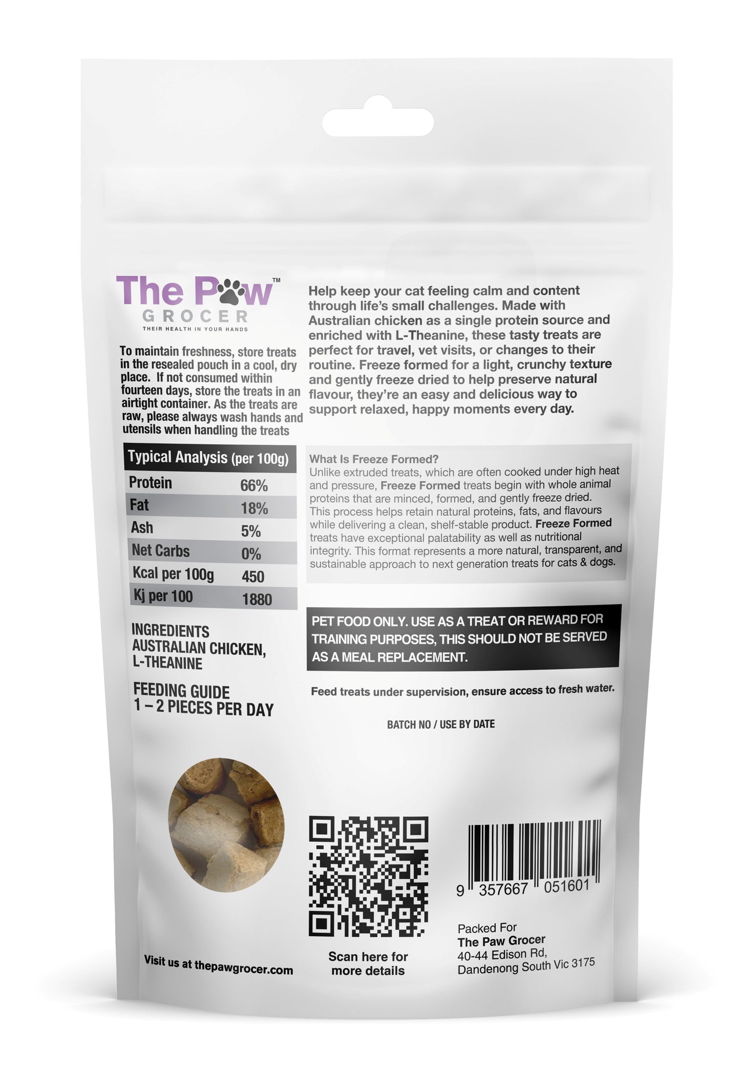 The Paw Grocer - Freeze Dried Serene Calming Support Treat For Cats 50g