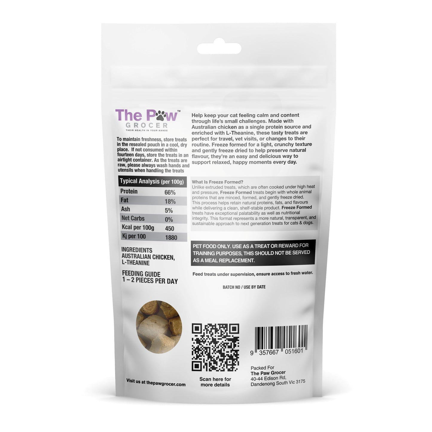 The Paw Grocer - Freeze Dried Serene Calming Support Treat For Cats 50g