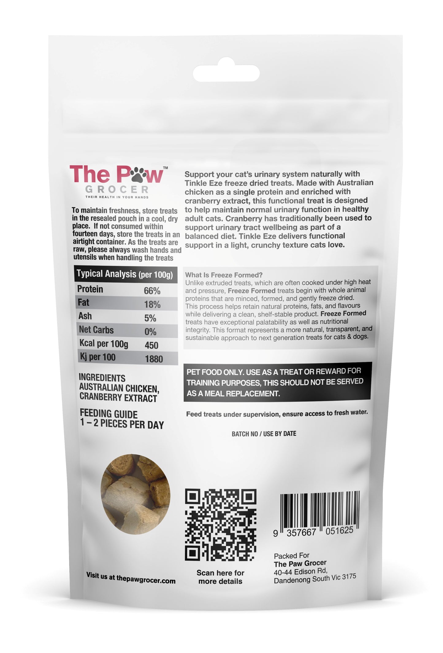 The Paw Grocer - Freeze Dried Tinkle Eze Urinary Support Treat For Cats 50g
