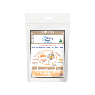Freezy Paws - Freeze-Dried Raw Meal Topper Chicken & Salmon w/Quail Egg & Colostrum 120g