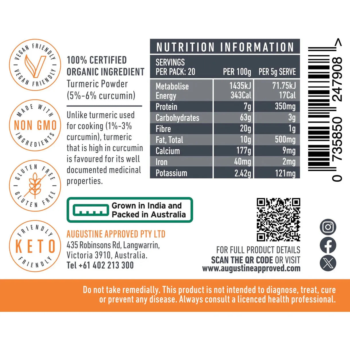 AUGUSTINE APPROVED Turmeric Powder
