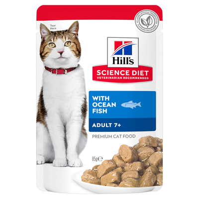 Hill's Science Diet Adult Cat Wet Food 7+ Ocean Fish Dinner 85g X 12