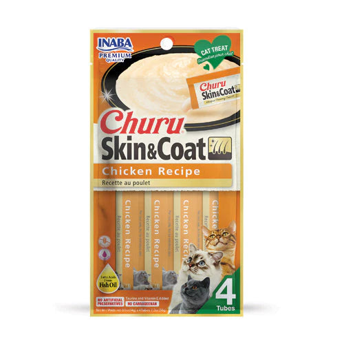 INABA CAT CHURU PUREE SKIN & COAT Chicken 56G