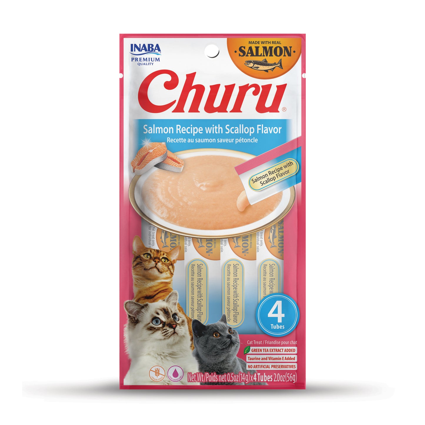 INABA Cat Churu Puree Salmon Recipe with Scallop Flavor 56G
