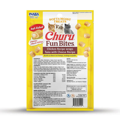 Inaba Cat Treat Churu Fun Bites Chicken Recipe wraps Tuna with Cheese Recipe