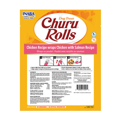 INABA Dog Churu Rolls Chicken Recipe wraps Chicken with Salmon Recipe