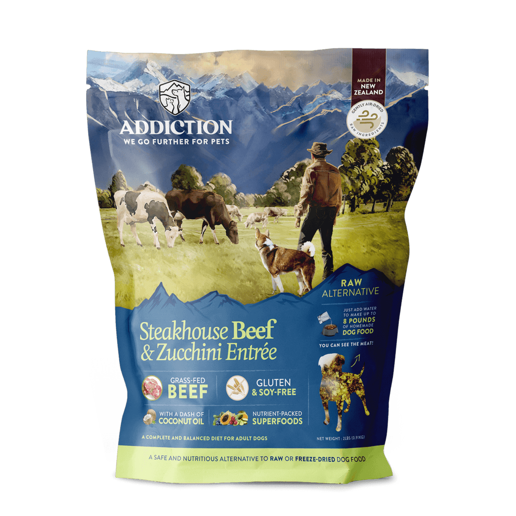 Addiction Air Dried Dog Food Raw Alternative Steakhouse Beef And Zucchini 910g
