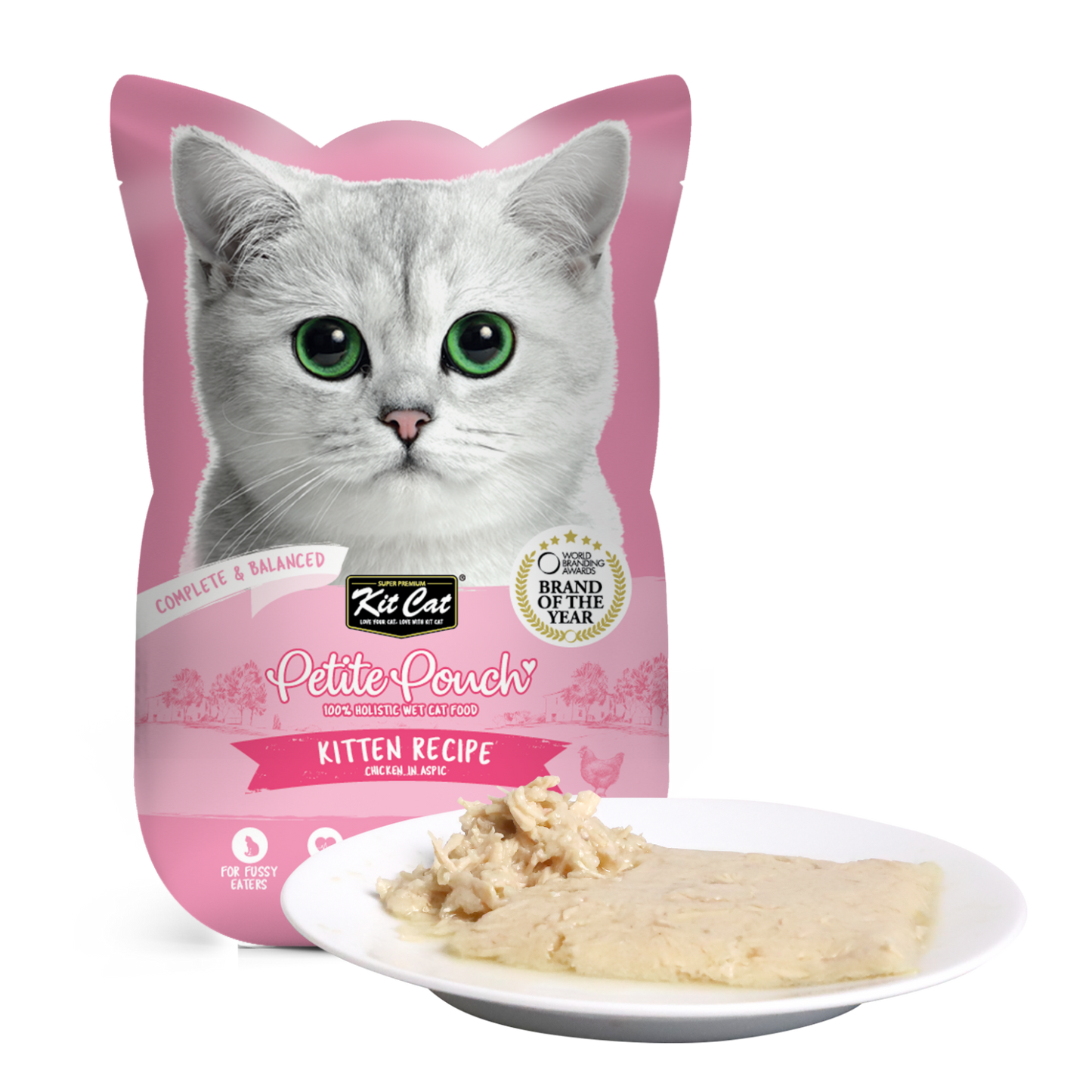 Kit Cat Cat Wet Food Petite Pouch Complete & Balanced Kitten Chicken in Aspic