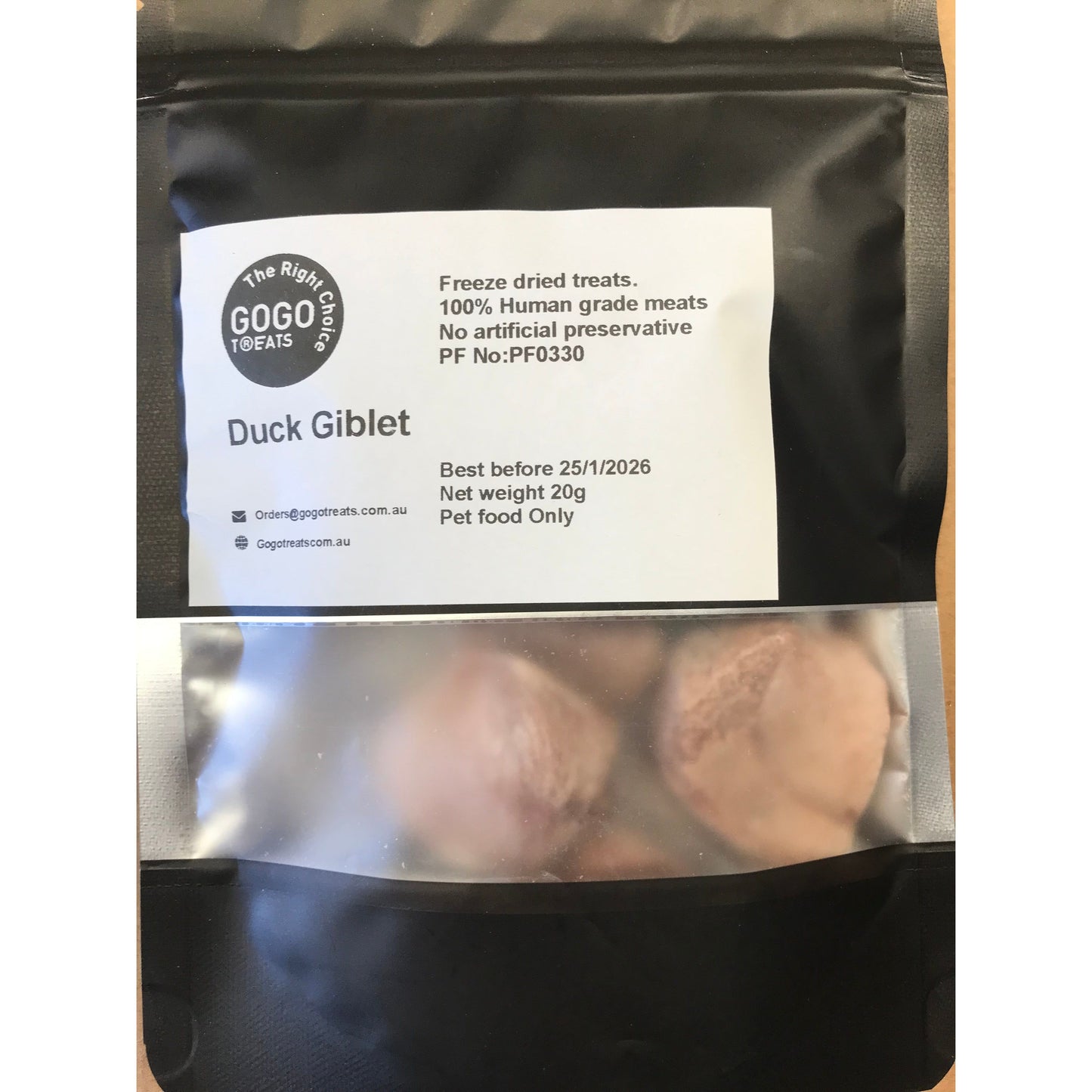 GOGO TREATS - Freeze-Dried Duck Gizzard 20g