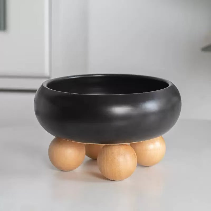 Ceramic Pet Bowls with Wood Stand