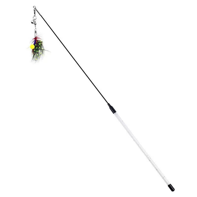 Cat Teaser Wand Toy - White Feather Insect