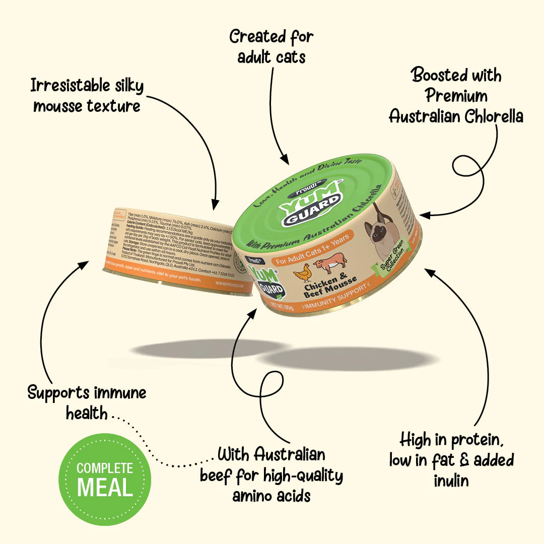 Yumguard Cat Wet Food - Chicken & Beef Mousse for Adult Cats