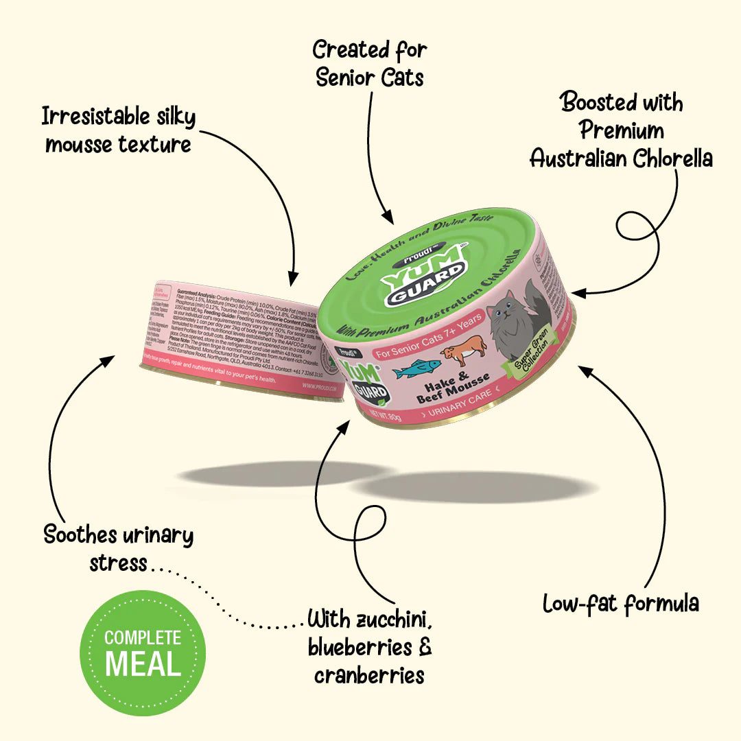 Yumguard Cat Wet Food - Urinary Care Hake & Beef Mousse for Senior Cats