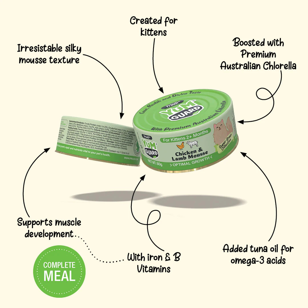 Yumguard Cat Wet Food - Optimal Growth Chicken & Lamb Mousse for Kittens