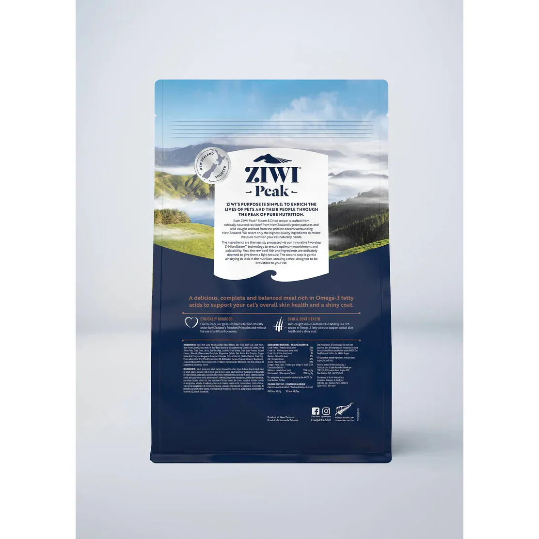 ZIWI Peak Cat Food Steam & Dried Beef with Southern Blue Whiting Recipe