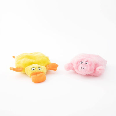 Zippypaws Toys For Dog Squeakie Pads - Duck & Pig 2Pack