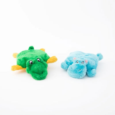 Zippypaws Toys For Dog Squeakie Pads - Hippo & Alligator 2Pack