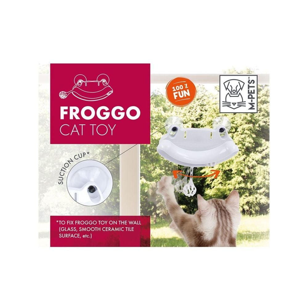 M-Pets Froggo Suction Cup Cat Play Toy w/ Bells White 18.5cm
