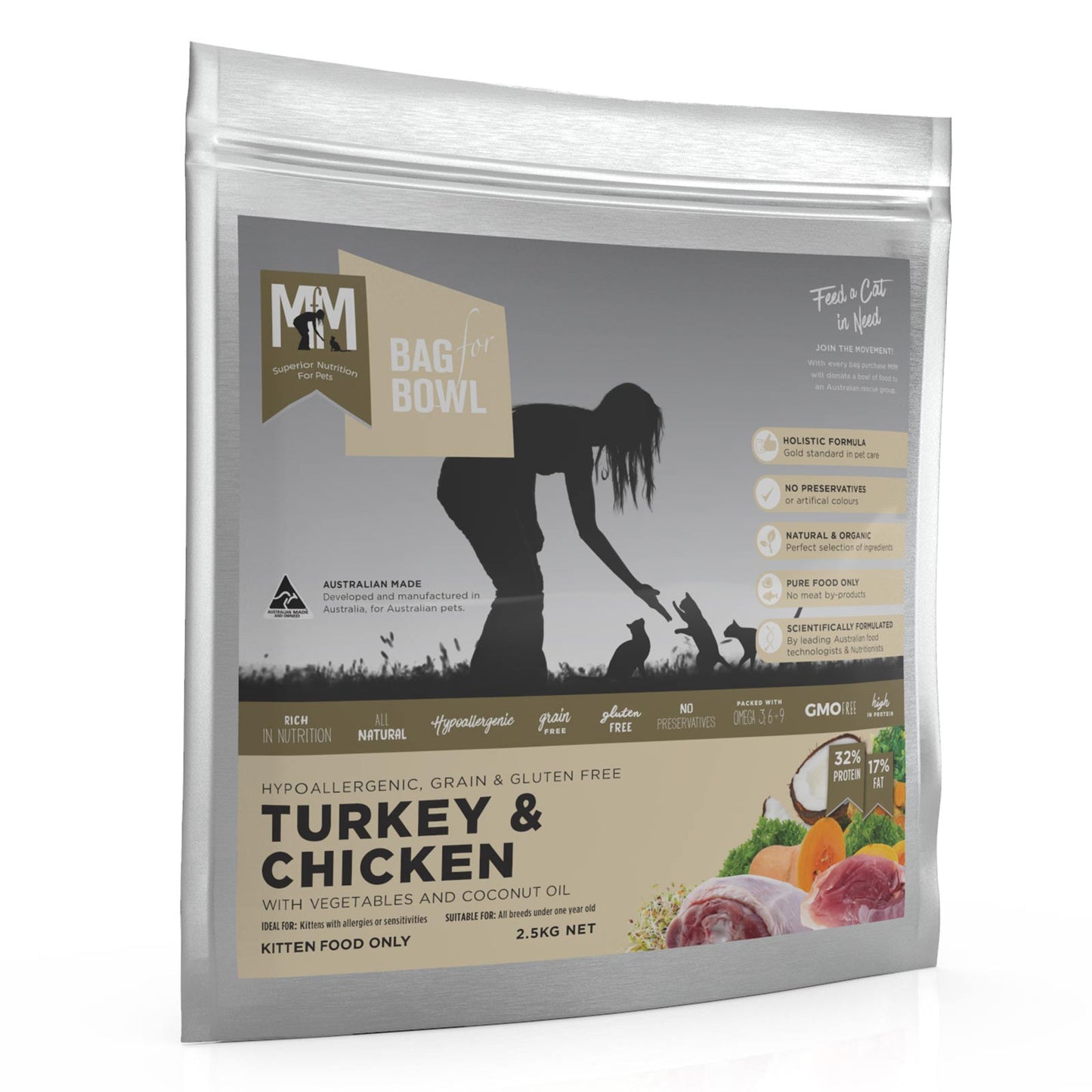 Meals for Meows Kitten Dry Food Grain and Gluten Free Turkey and Chicken 2.5Kg