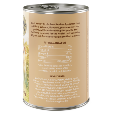 Black Hawk Dog Wet Food Grain Free Beef Cans