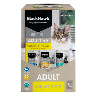 Black Hawk Adult Wet Cat Food Variety Pack 85g*12