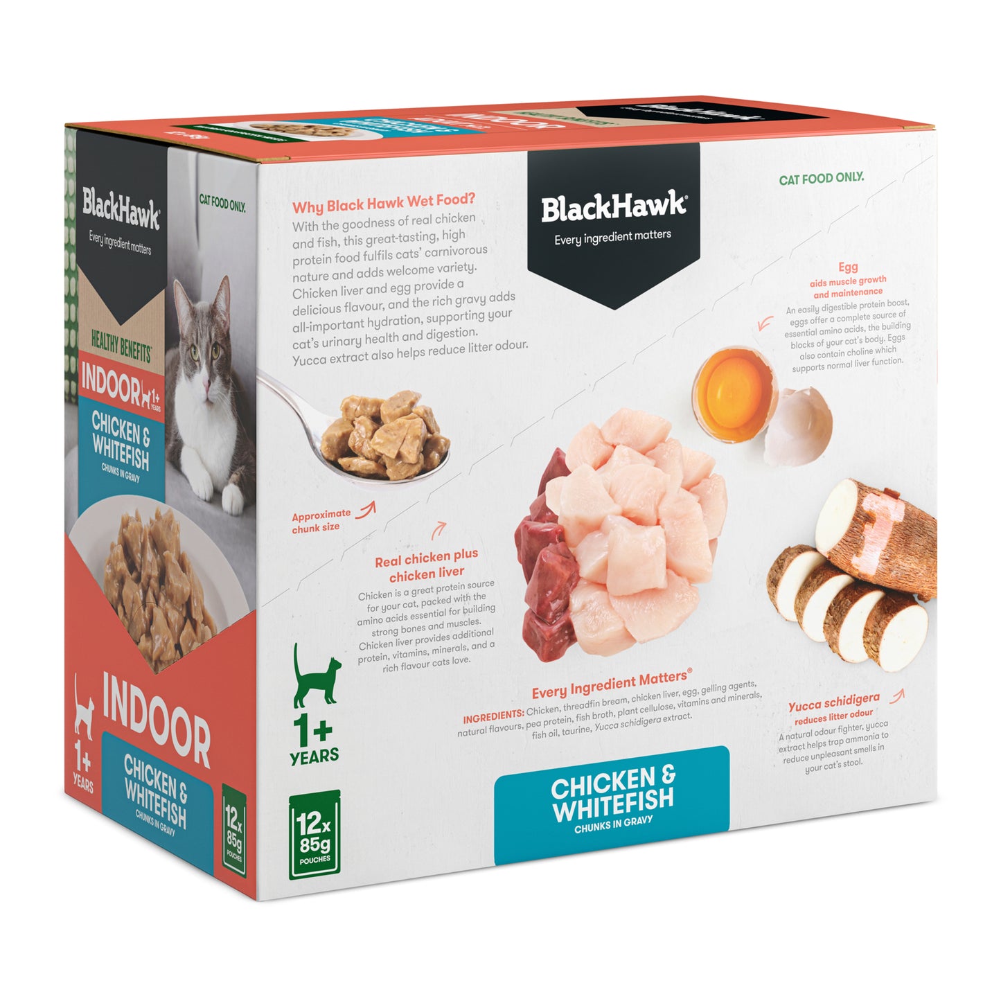 Black Hawk Adult Cat Wet Food Healthy Benefits Indoor Chicken & Whitefish