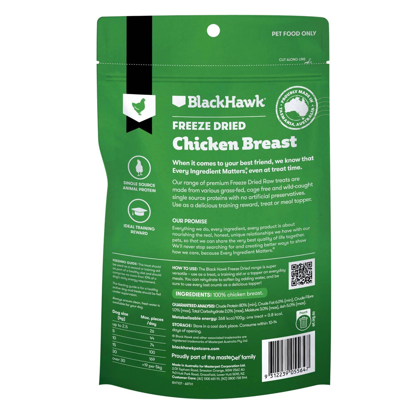 Black Hawk Dog Treats Freeze Dried Chicken Breast 40g