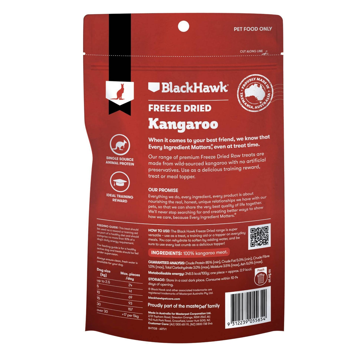 Black Hawk Dog Treats Freeze Dried Kangaroo 40g