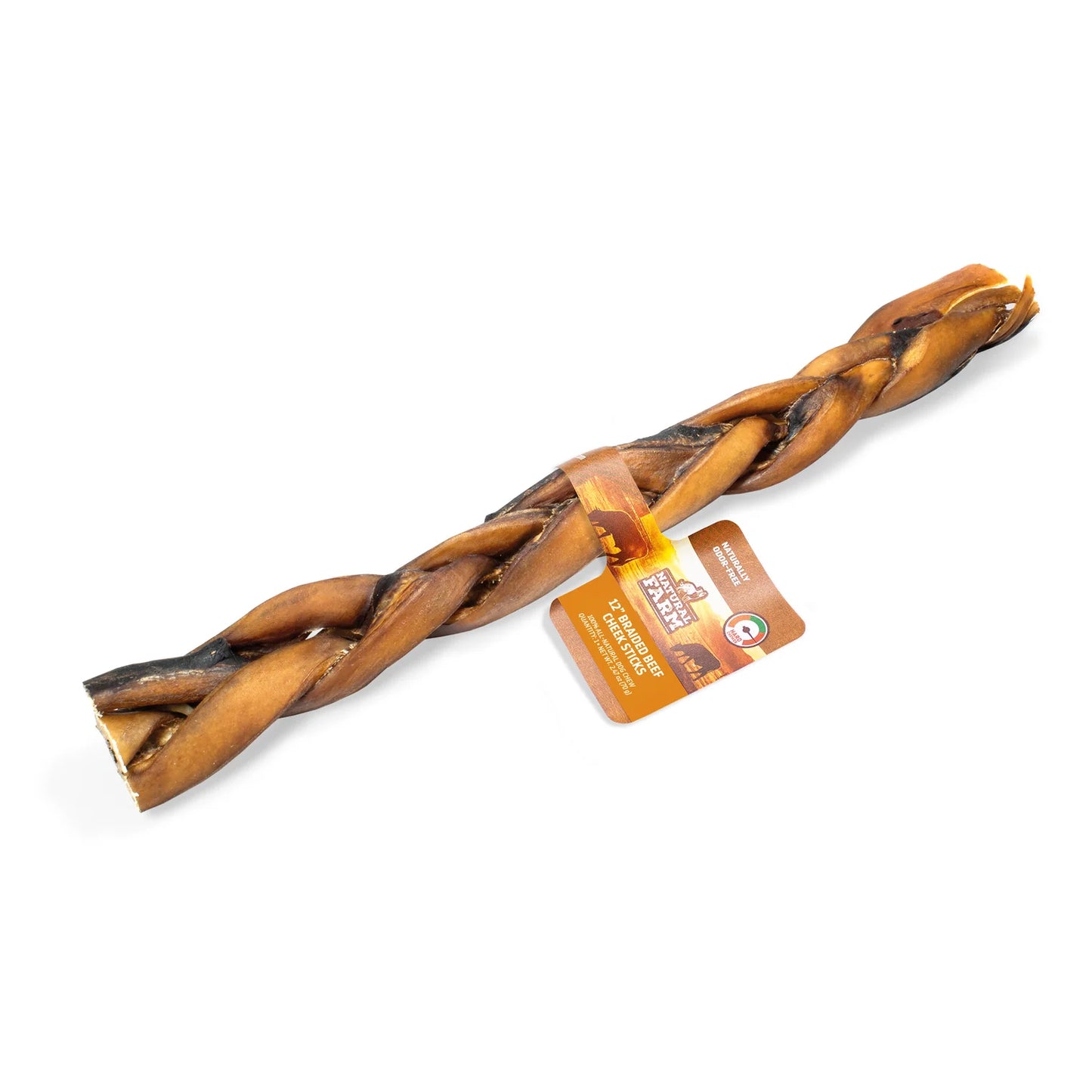 Natural Farm Dog Treat Braided Beef Cheek Stick Large 30cm 1pc