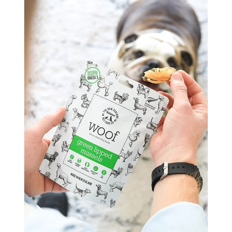 The New Zealand Natural Woof Freeze Dried Dog Treat Green Mussels 50g
