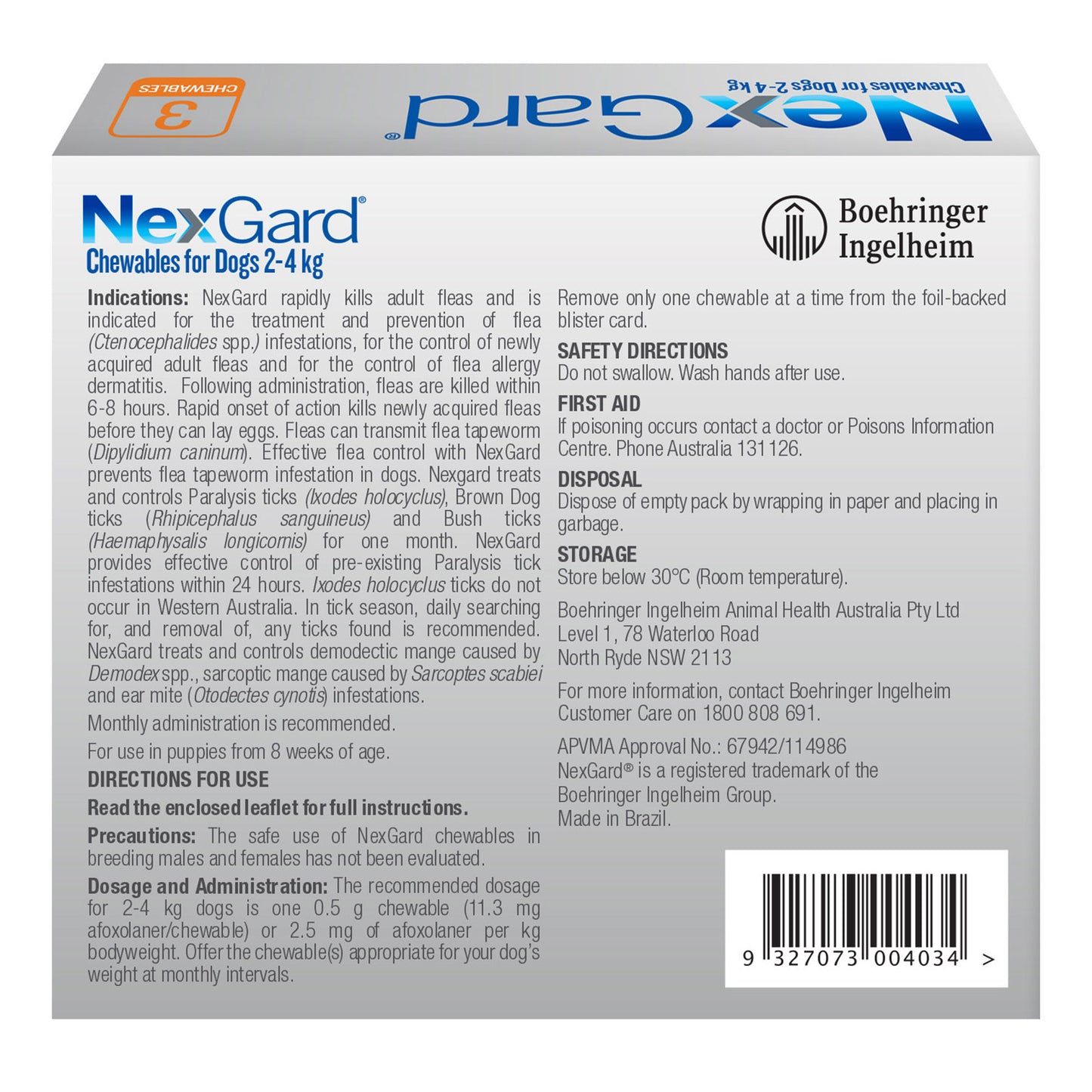 NexGard Flea & Tick Chewables For Very Small Dogs 2-4kg
