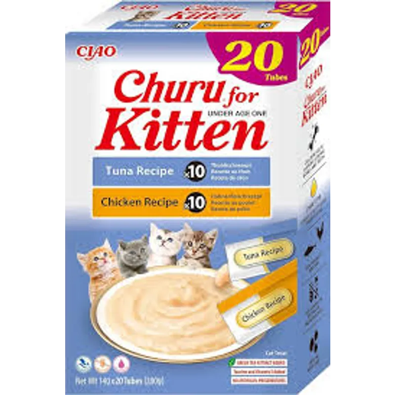 INABA Cat Churu Puree Chicken & Tuna Varities Box 20Pcs For Kitten