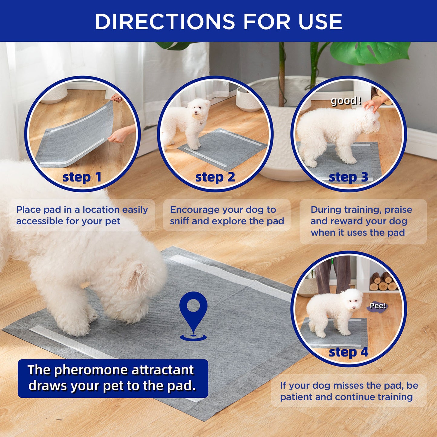 Pet Marvel Pet Toilet Training Pads Super Absorbent with Odour Control Activated Carbon 50pk