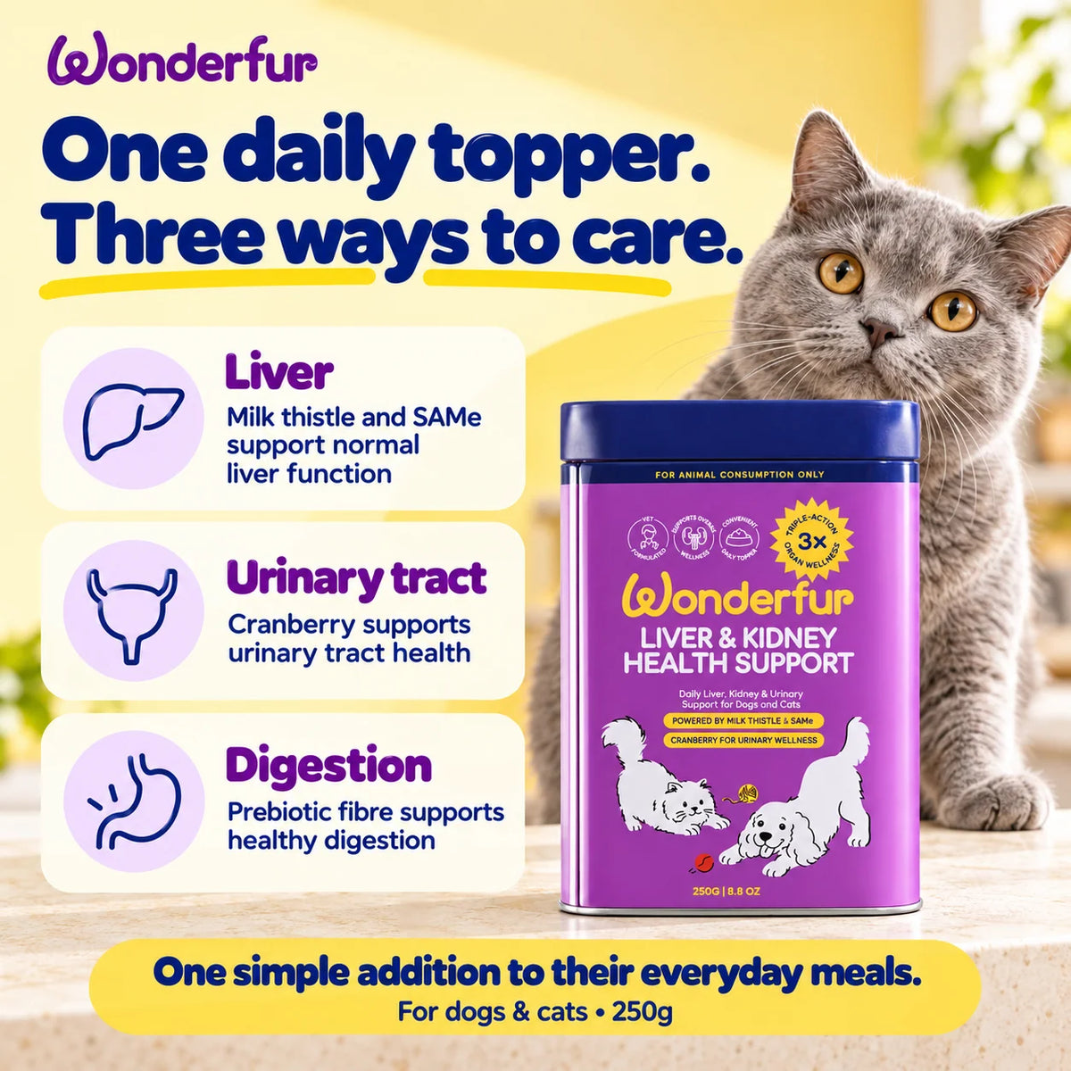 Wonderfur Liver & Kidney Health Powder for Dogs & Cats 250g