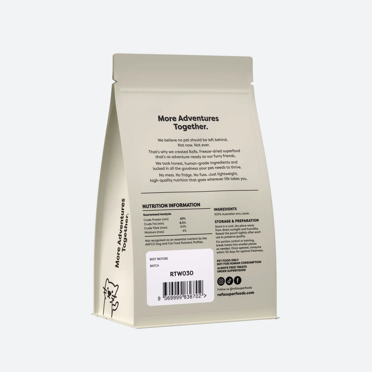 RAFA Raw Freeze-Dried Treats | Human-Grade Emu Steak 60g