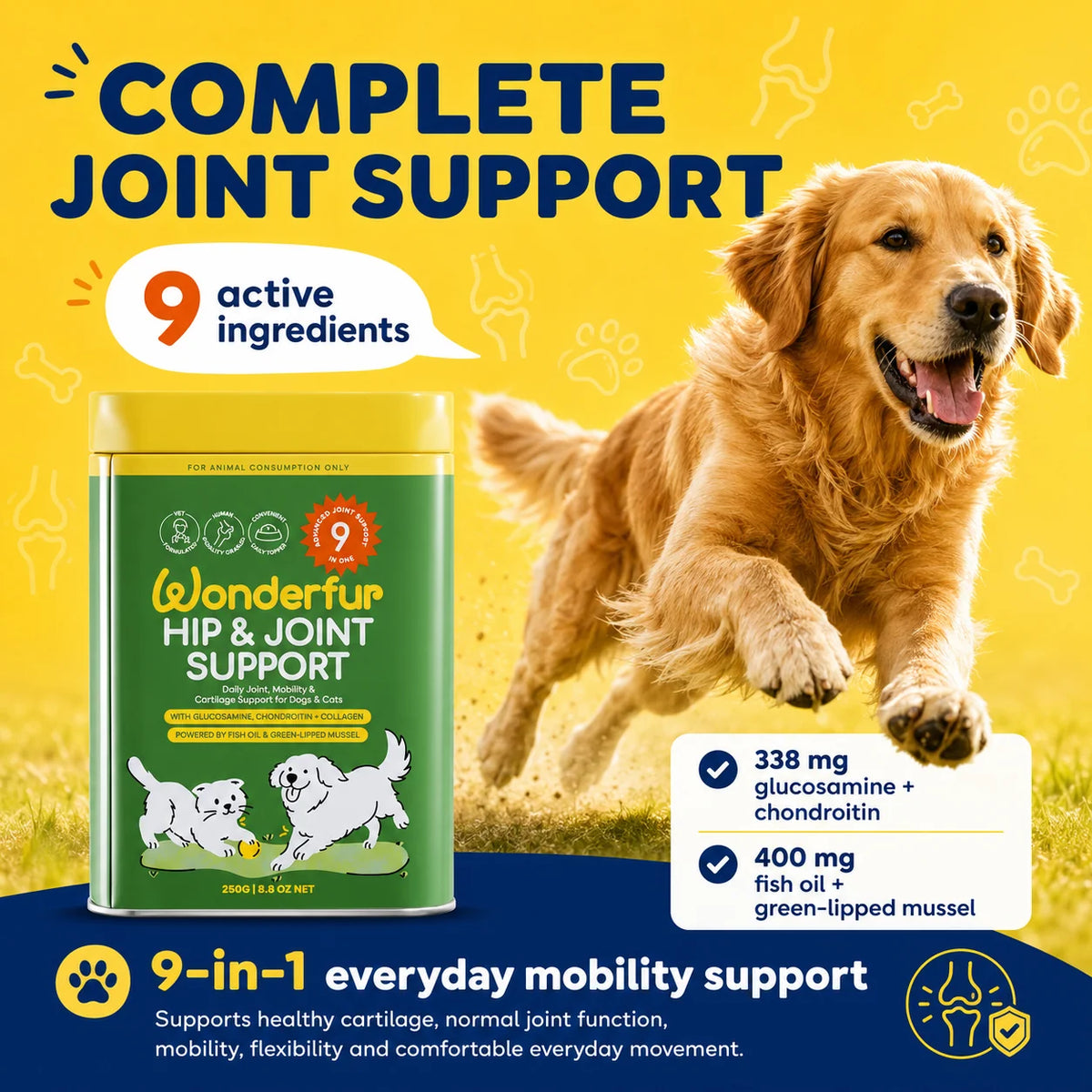 Wonderfur Hip & Joint Support for Dogs & Cats 250g