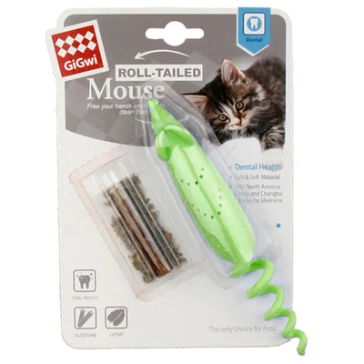 GIGWI Cat Toy - Roll Tail Dental Mouse With Catnip