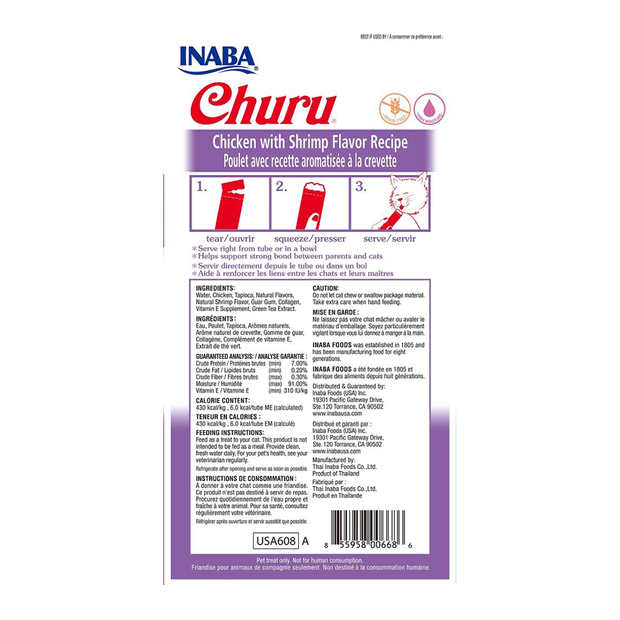 INABA Cat Churu Puree Chicken With Shrimp 56G