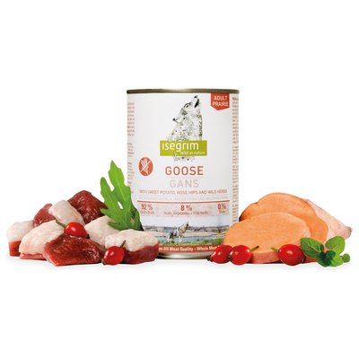Isegrim Dog Wet Food - GOOSE + SWEET POTATO, ROSE HIP & HERBS 400g