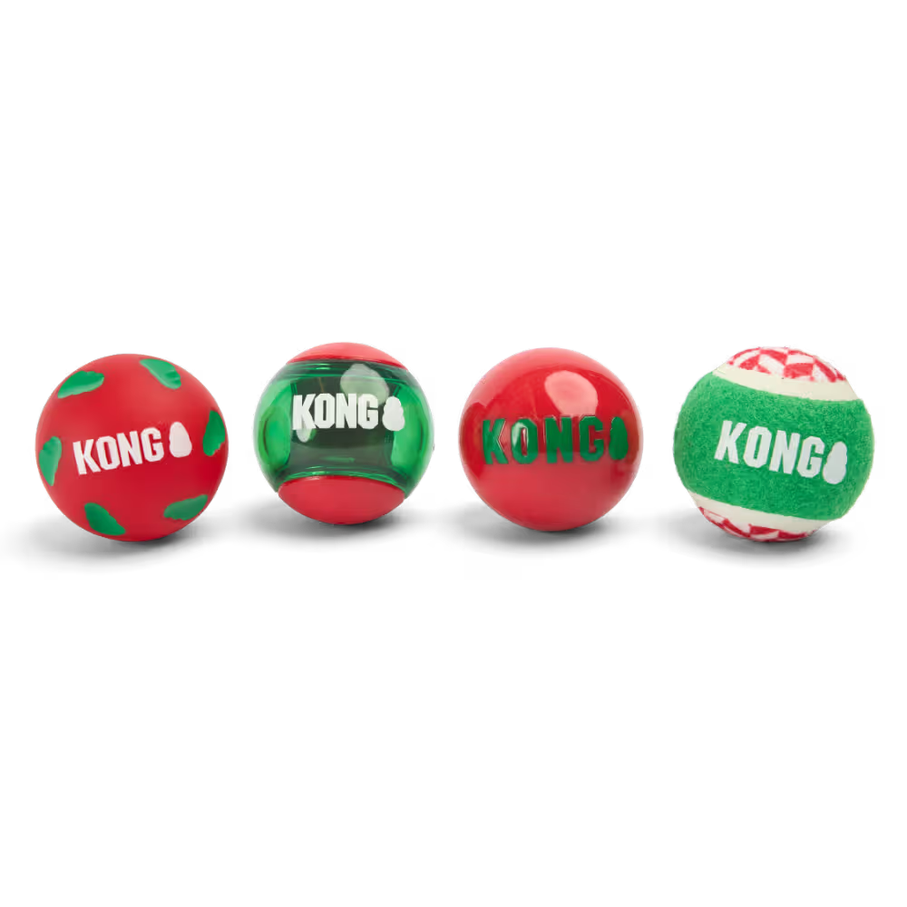 KONG Dog Toy Holiday Occasions Balls Medium 4pk