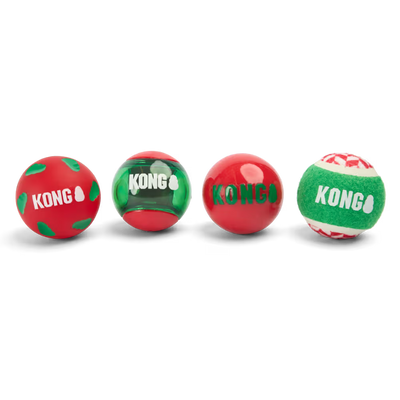 KONG Dog Toy Holiday Occasions Balls Medium 4pk