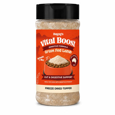 Bugsy's Vital Boost Sensitive Dog Topper – Grass Fed Lamb 120g