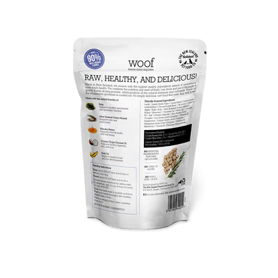 The New Zealand Natural Woof Dog Bites Freeze Dried Travel Treat Lamb 50g