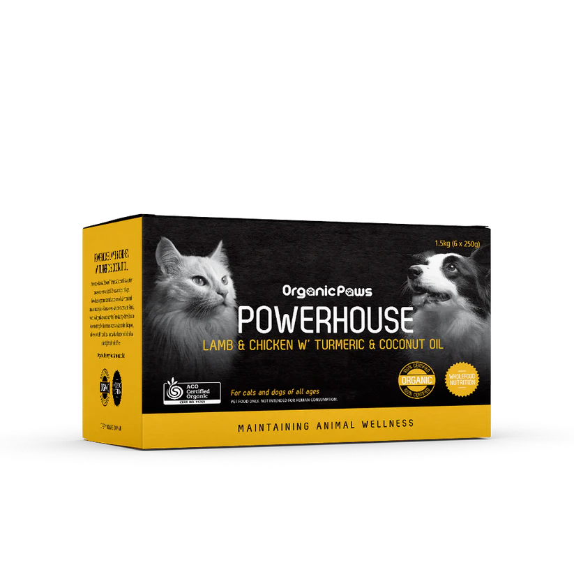 [Syd Only] Organic Paws Powerhouse Lamb & Chicken with Turmeric & Coconut Oil Pet Raw Food 1.5kg