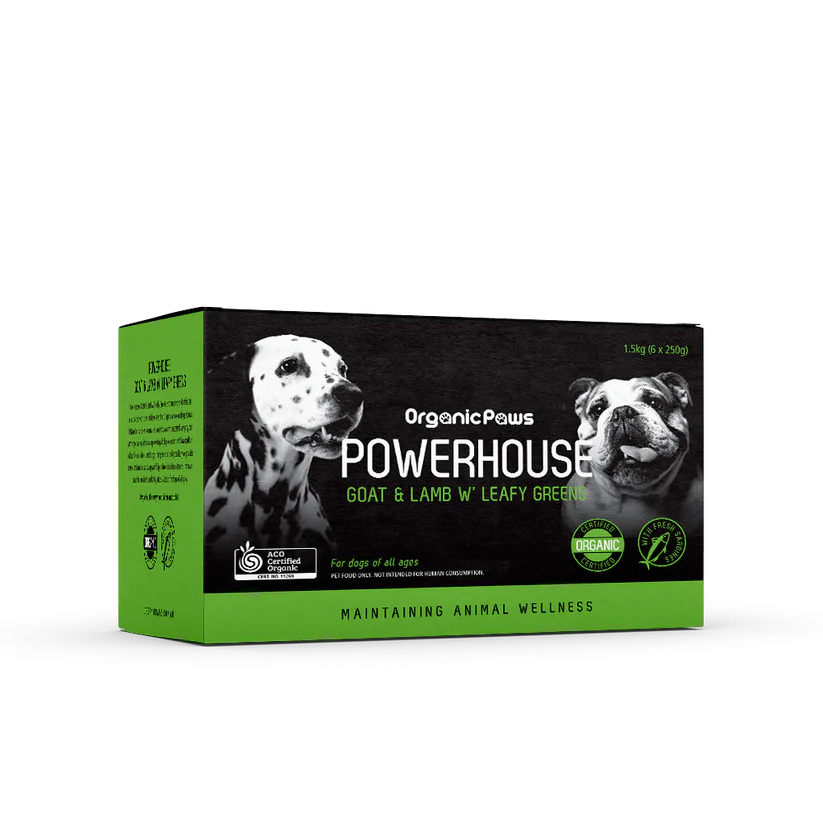 [Syd Only] Organic Paws Powerhouse Goat & Lamb W’ Leafy Greens Pet Raw Food 1.5kg