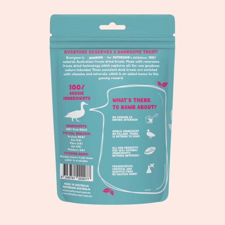 Naturawr Freeze-Dried Dog Treats Peckin' Duck 50g