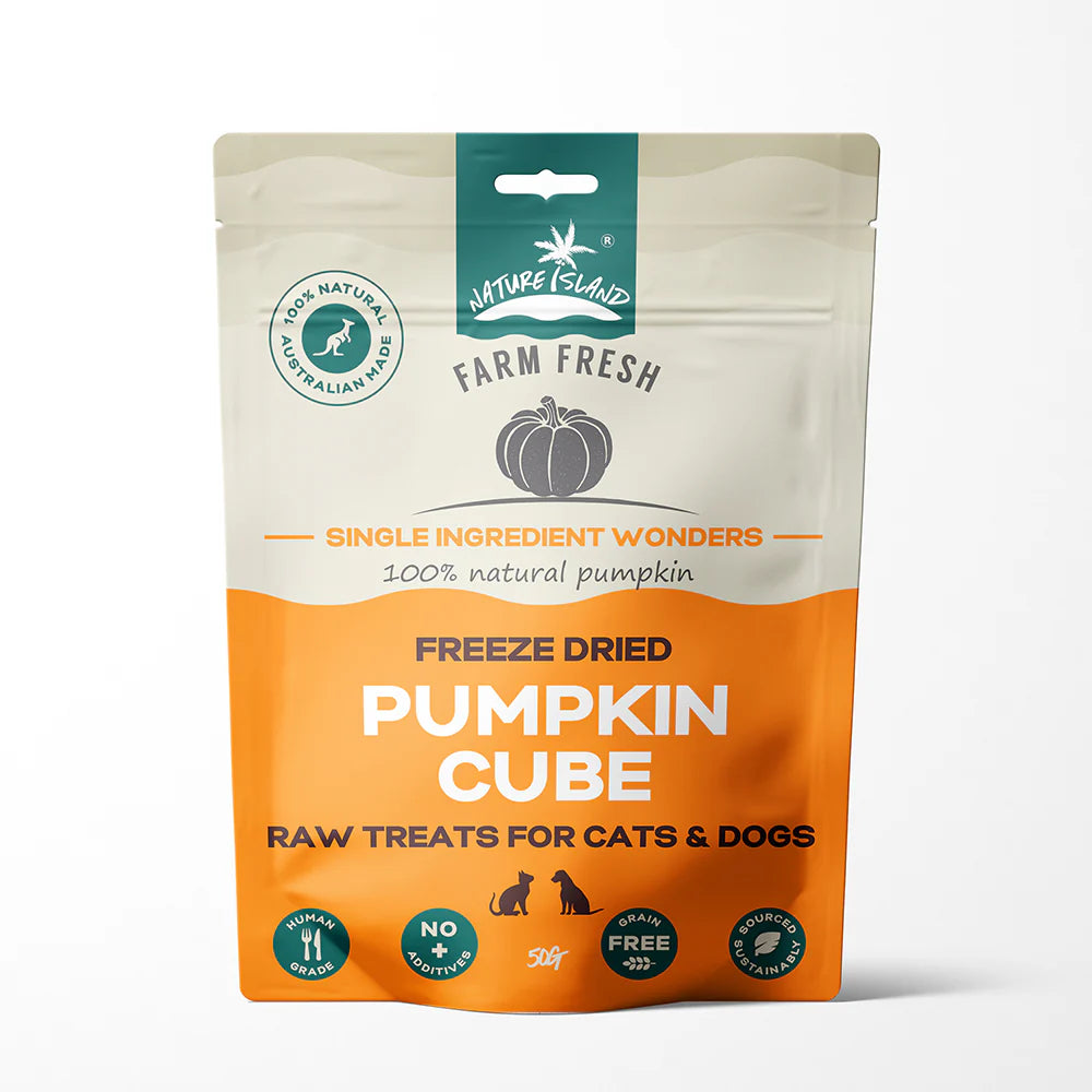 Nature Island Freeze Dried Pumpkin Cube Treats 50g 77PAWS