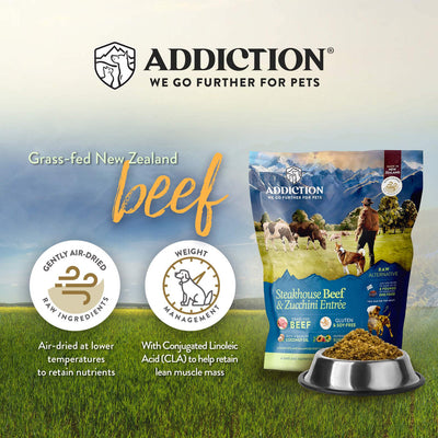 Addiction Air Dried Dog Food Raw Alternative Steakhouse Beef And Zucchini 910g