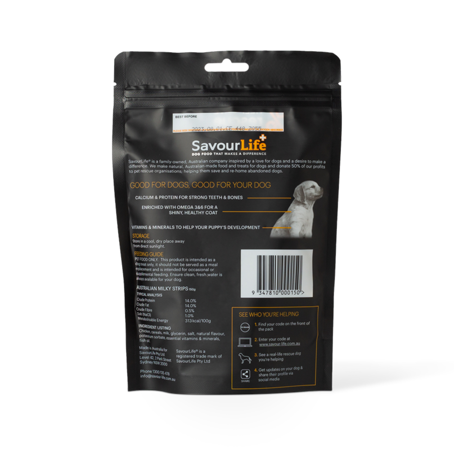 SavourLife Dog Treats Strips Australian Milky 150g