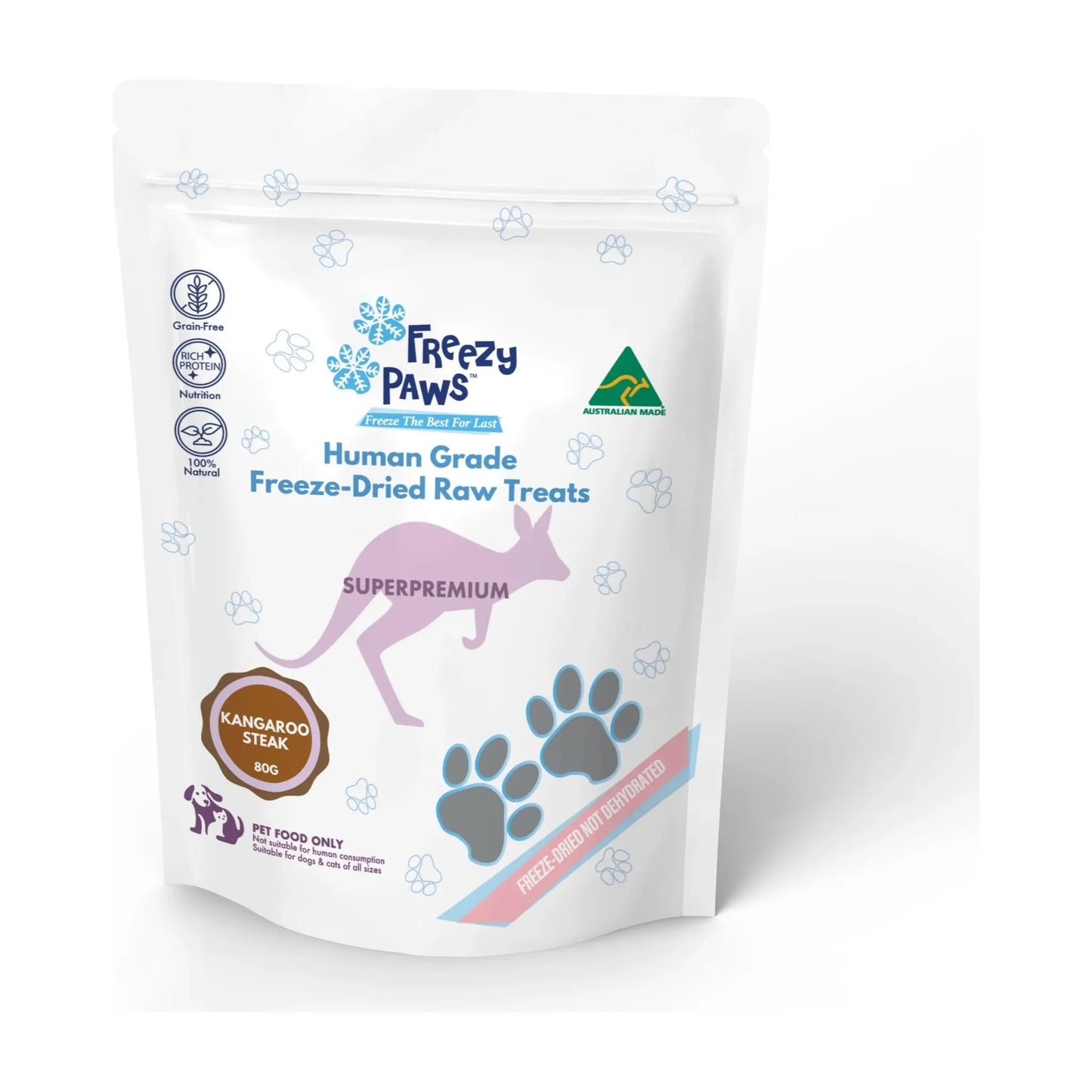 Freezy Paws - Freeze-Dried Kangaroo Steak Raw Treats 80g